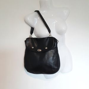 Luxurious Soft Black Leather 2 in 1 Saddle Bag by OLSEN Europe